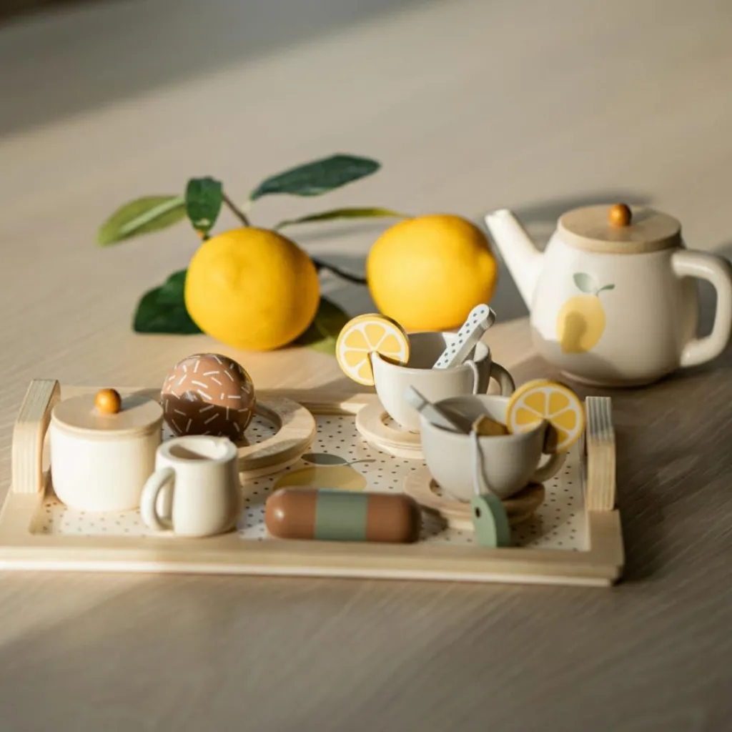 Hot Service à thé citron en bois Dînette Et Aliments Factices