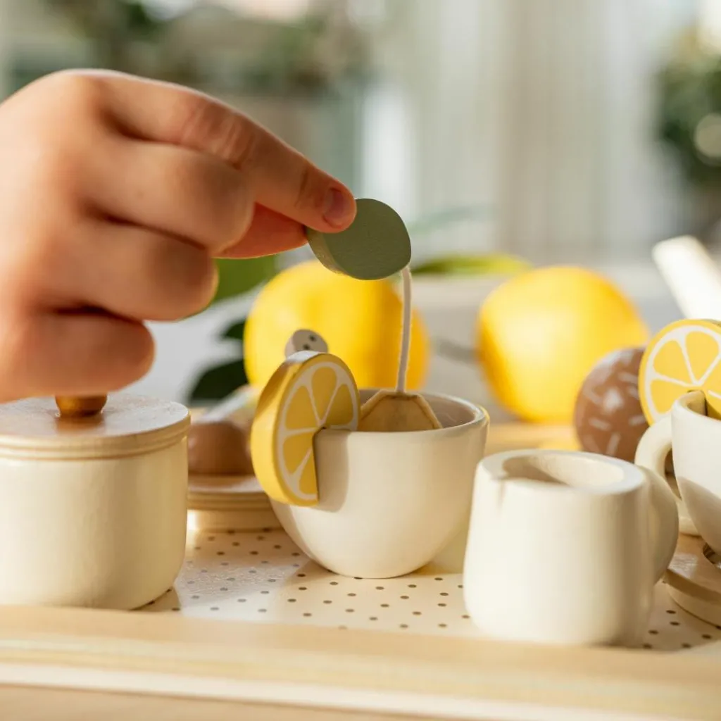 Hot Service à thé citron en bois Dînette Et Aliments Factices