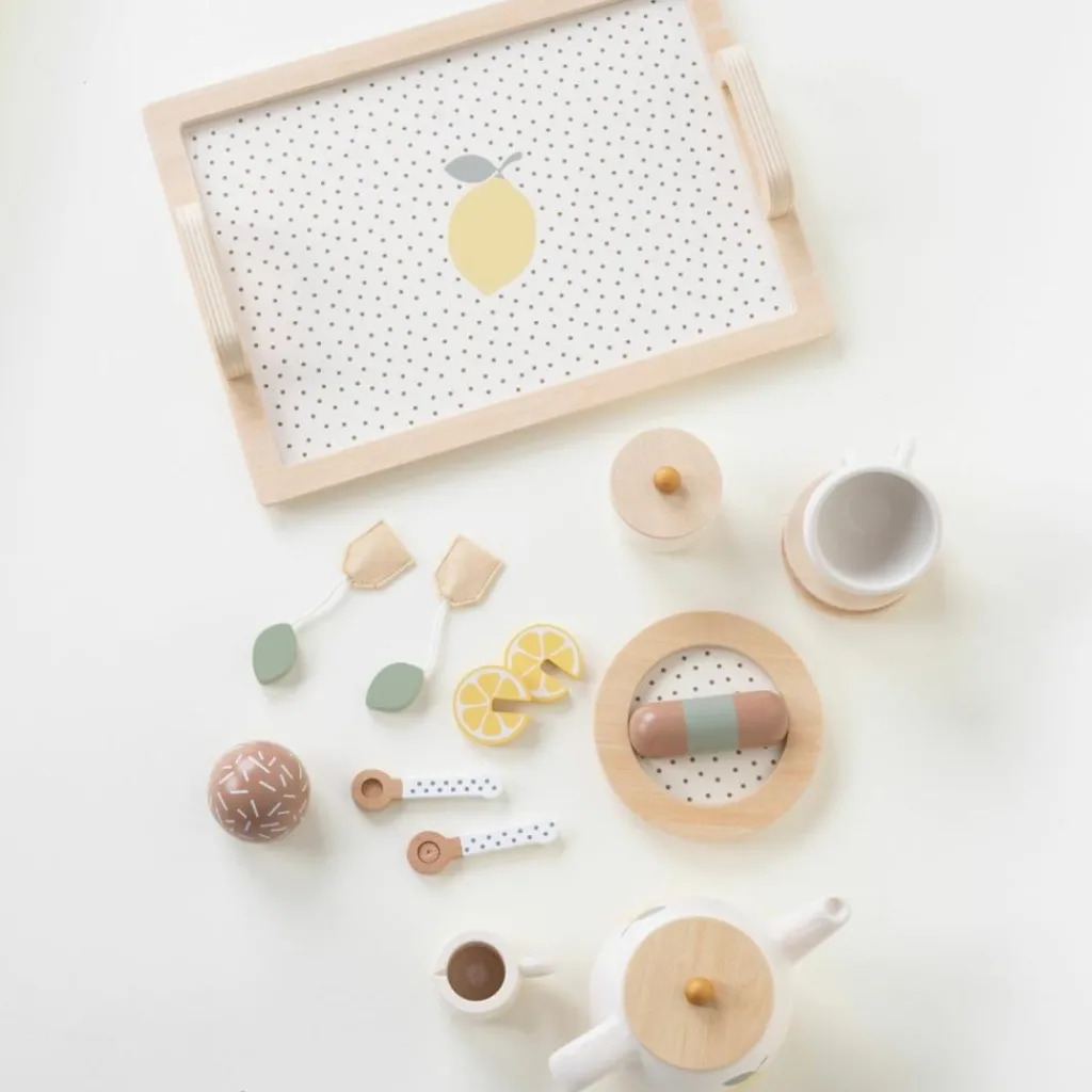 Hot Service à thé citron en bois Dînette Et Aliments Factices