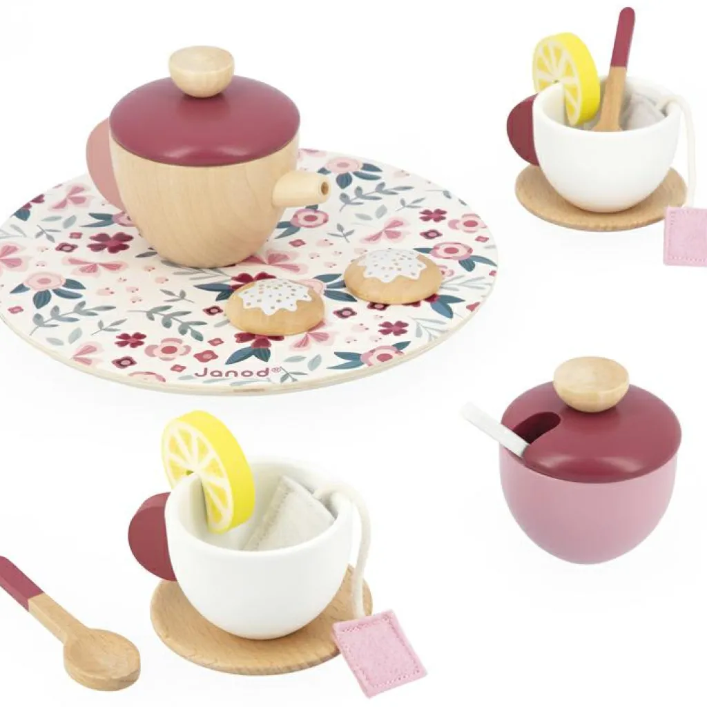 Clearance Service à thé en bois Twist Dînette Et Aliments Factices