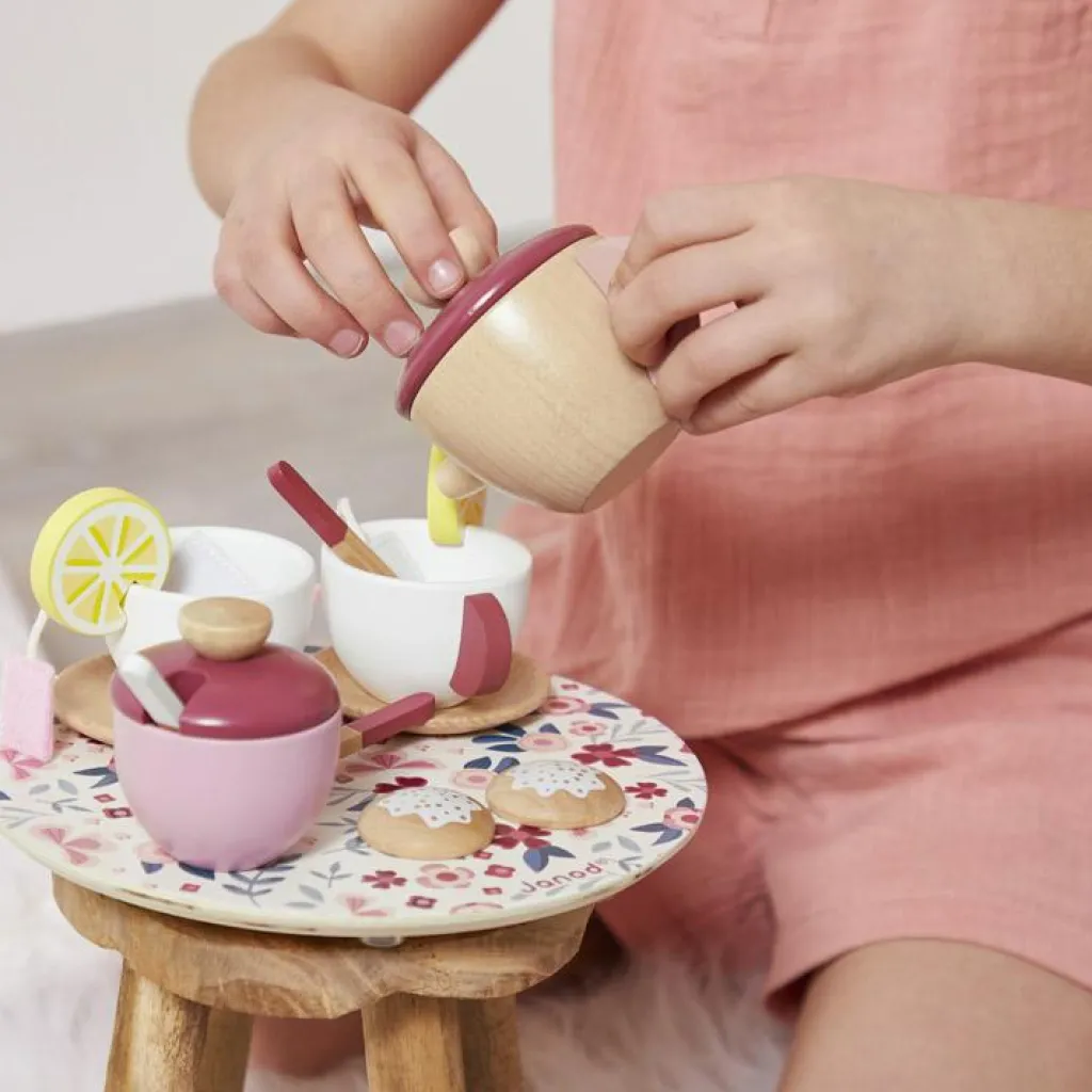 Clearance Service à thé en bois Twist Dînette Et Aliments Factices