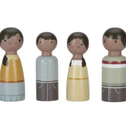 Discount Set 4 poupées en bois Famille Evi pour maison de poupée Figurines De Jeu