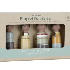 Discount Set 4 poupées en bois Famille Evi pour maison de poupée Figurines De Jeu