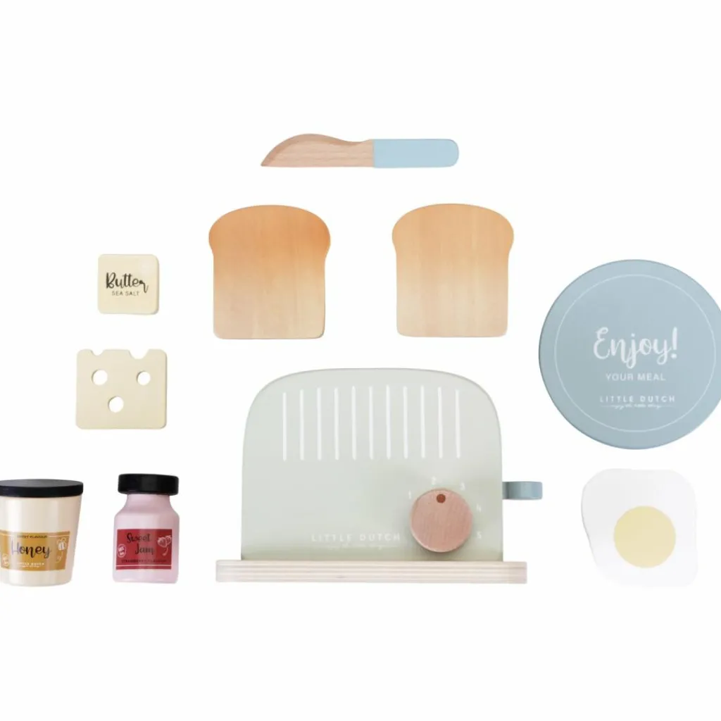 New Set de grille-pain en bois FSC Dînette Et Aliments Factices