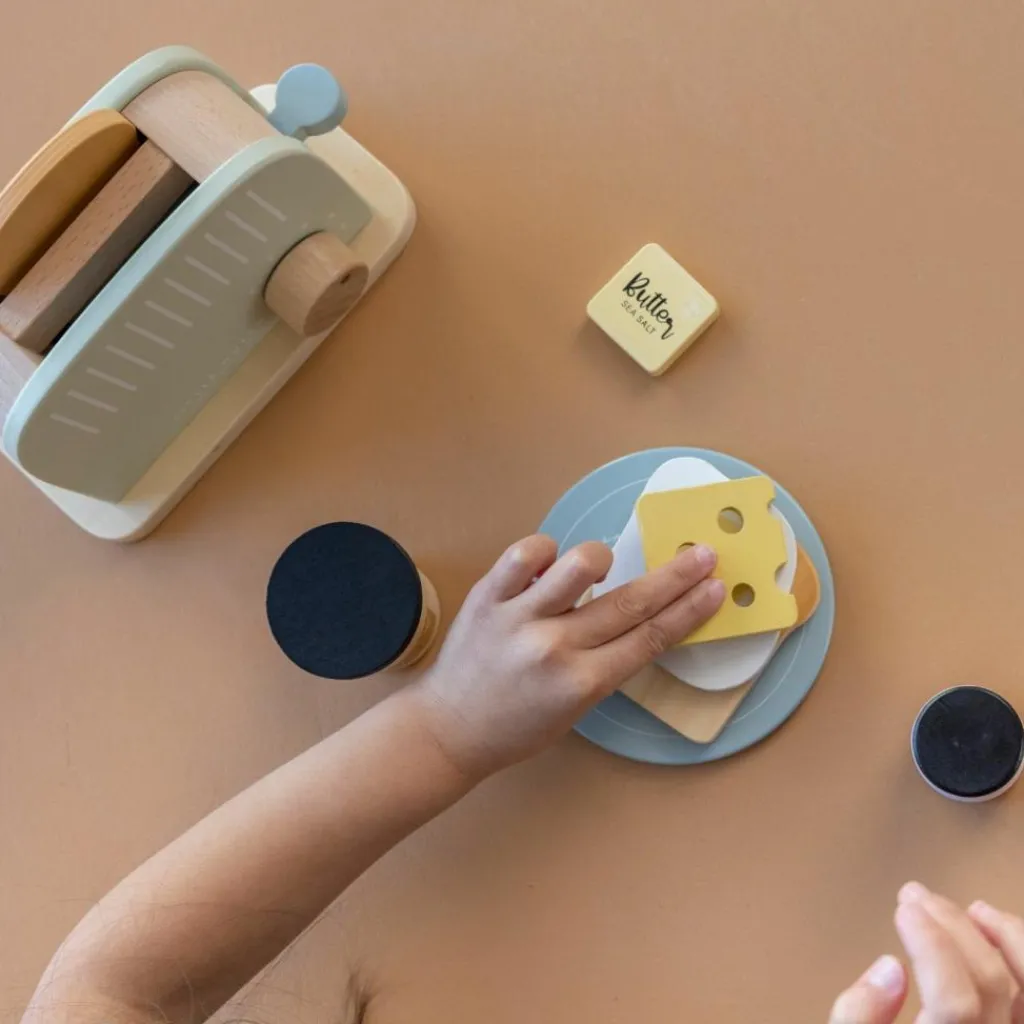 New Set de grille-pain en bois FSC Dînette Et Aliments Factices