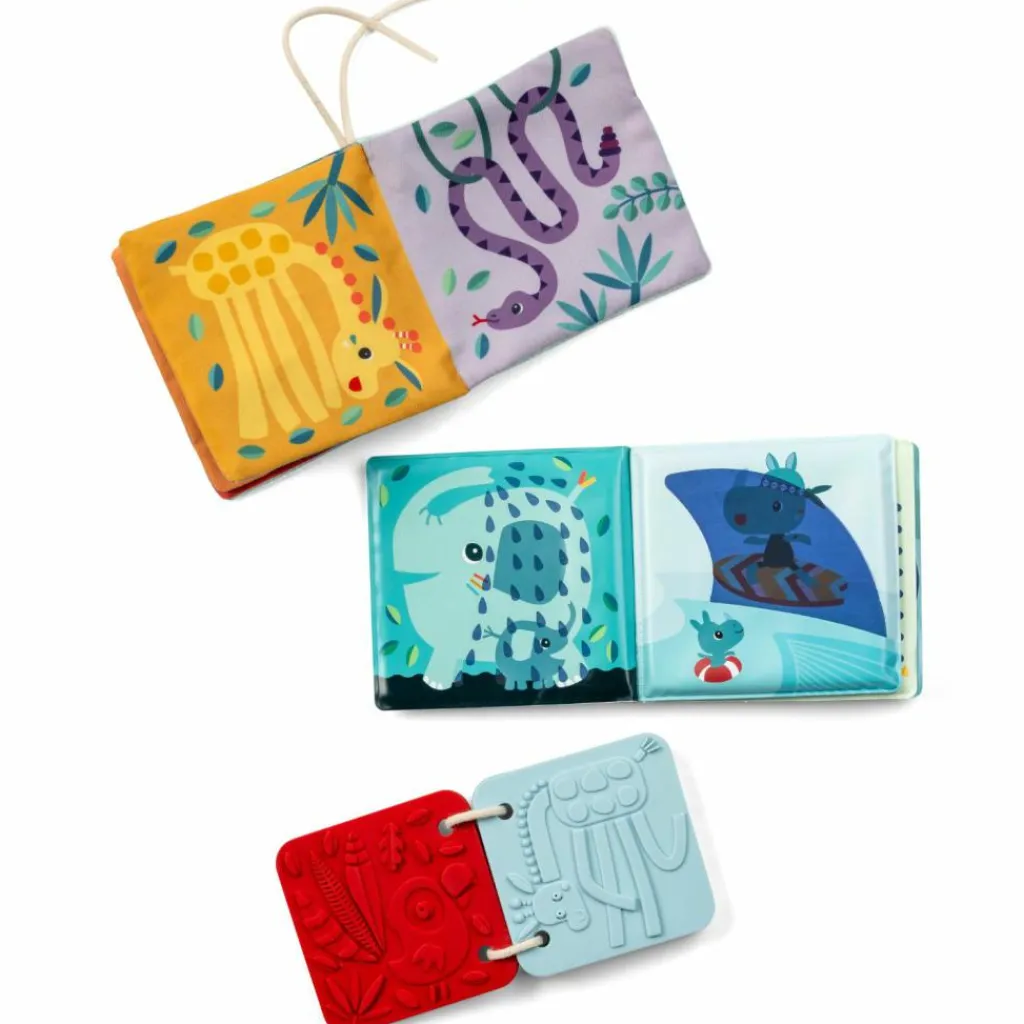 Discount Set de naissance 3 livres sensoriels Jungle Livre Bébé En Tissu