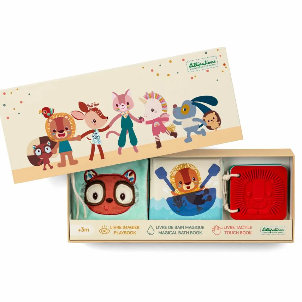 Discount Set de naissance 3 livres sensoriels Jungle Livre Bébé En Tissu