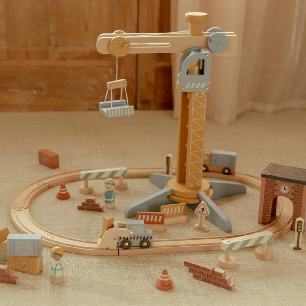 Sale Set grue et chantier de construction en bois Petites Voitures, Véhicules Et Circuits