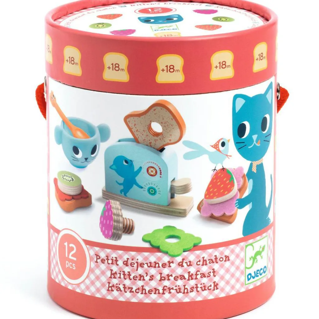 Hot Set petit déjeuner en bois gourmandises du Chaton Dînette Et Aliments Factices