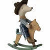 New Souris Cowboy sur son cheval à bascule Petit frère Figurines De Jeu