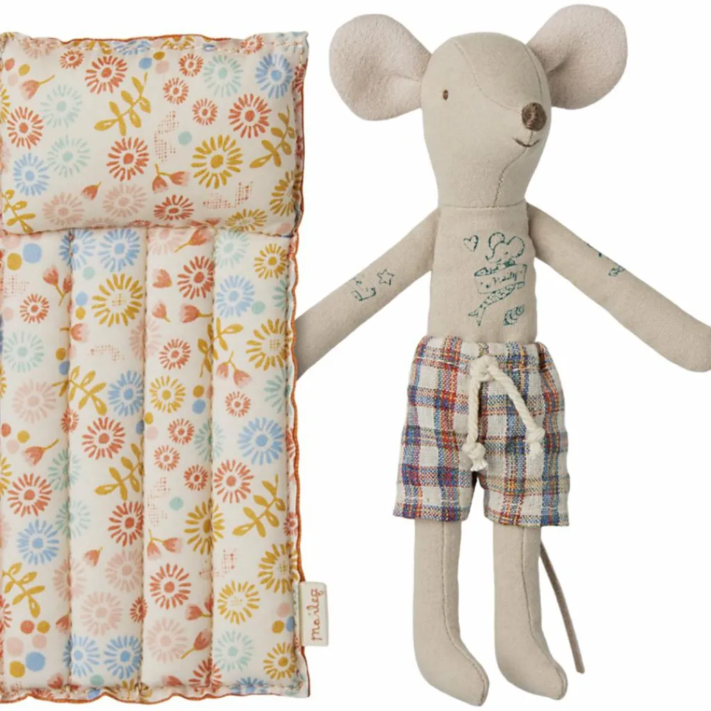 Hot Souris de plage sur son matelas Papa Fleurs Figurines De Jeu