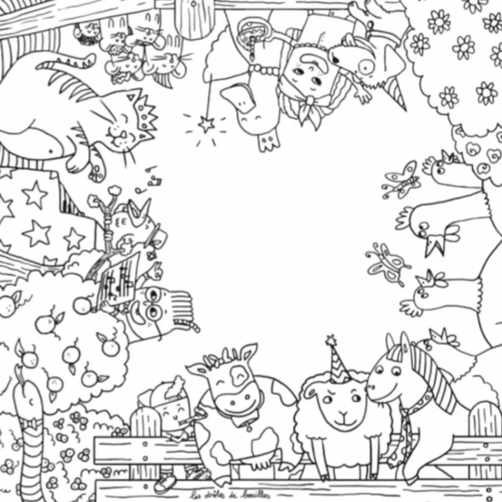 Hot Table à colorier coloritable modèle La Ferme Dessin Et Peinture