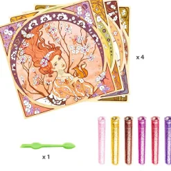 Hot Tableaux à pailleter Inspired by Alfons Mucha Activités Manuelles