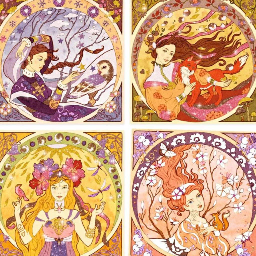 Hot Tableaux à pailleter Inspired by Alfons Mucha Activités Manuelles