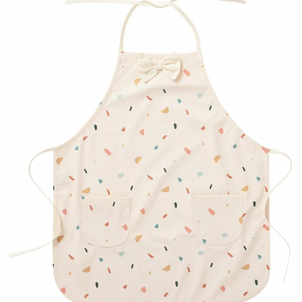 New Tablier de cuisine nœud papillon en tissu imperméable terrazzo Enfant Tablier Enfant