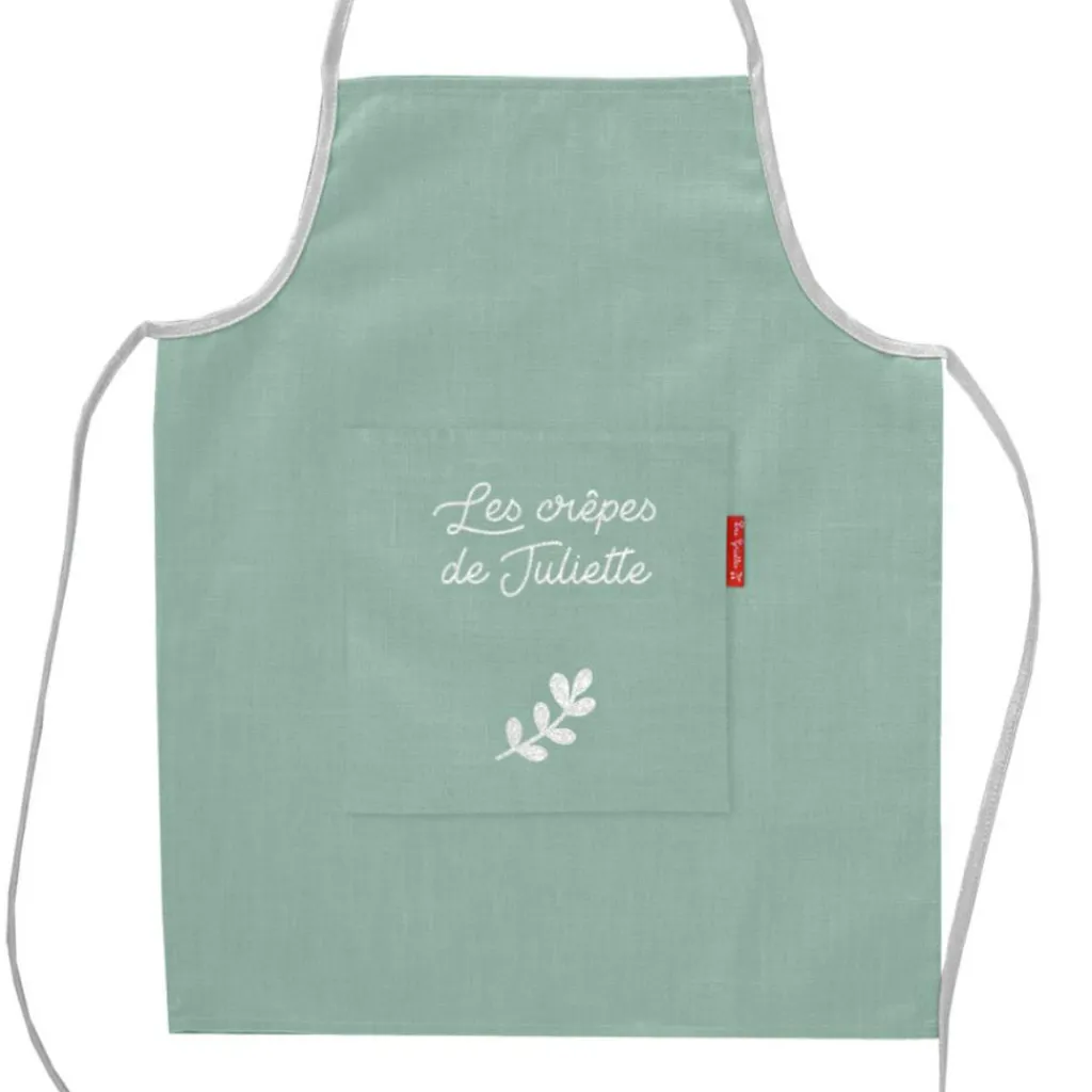 Clearance Tablier enfant en lin Vert amande (personnalisable) Enfant Tablier Enfant