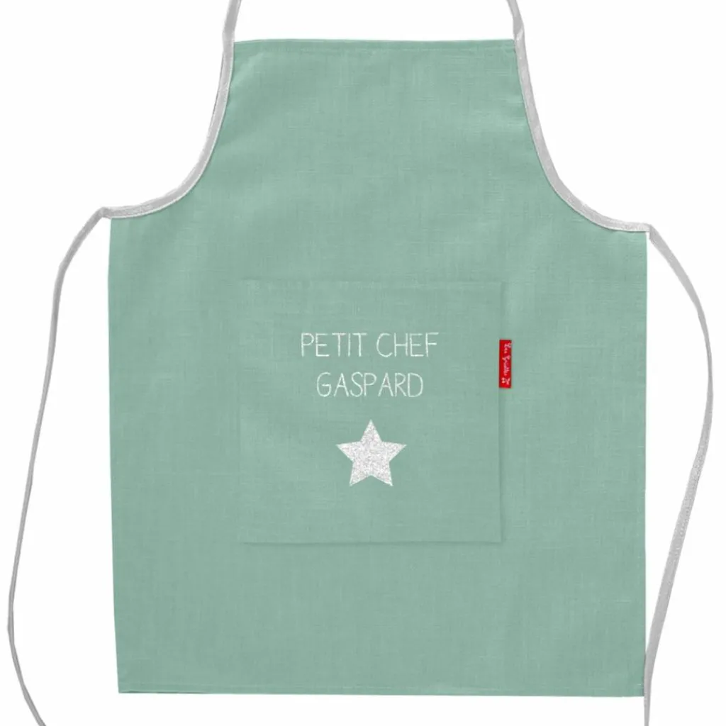 Clearance Tablier enfant en lin Vert amande (personnalisable) Enfant Tablier Enfant