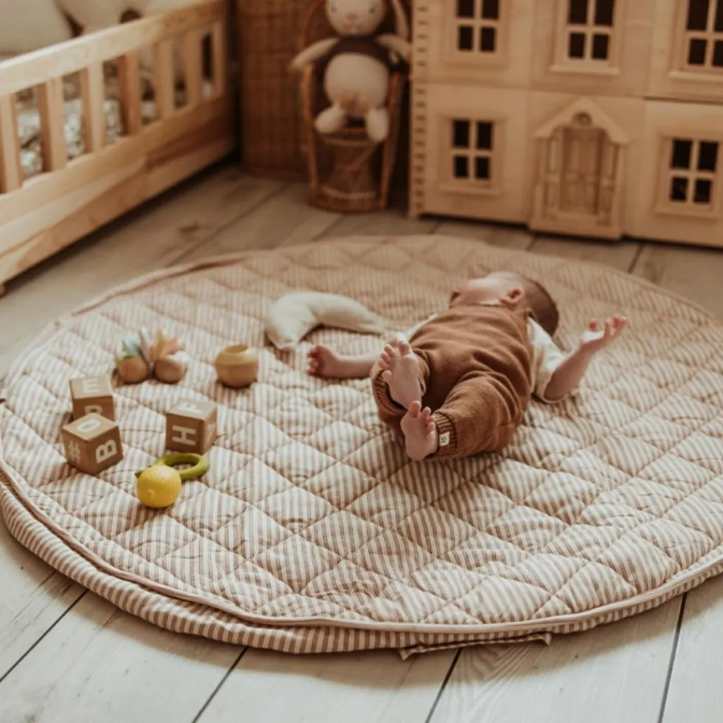 Outlet Tapis de jeu 2 en 1 Noomad Organic Soft Stripes Brown Tapis De Jeu