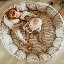 Discount Tapis de jeu 3 en 1 Organic Coco Stripes Blue Tapis De Jeu