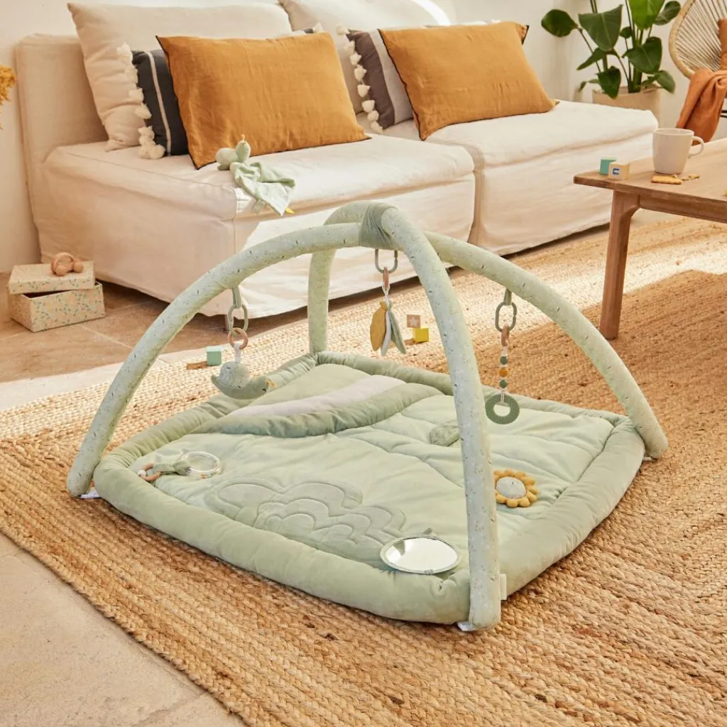 Online Tapis d'éveil ouatiné soft boa avec arche de jeux vert Tapis D'Éveil