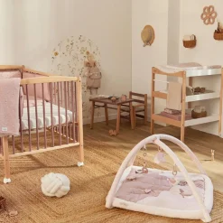 Tapis d'éveil ouatiné soft boa avec arche de jeux rose Tapis D'Éveil