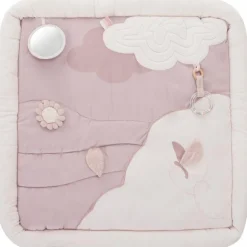 Tapis d'éveil ouatiné soft boa avec arche de jeux rose Tapis D'Éveil