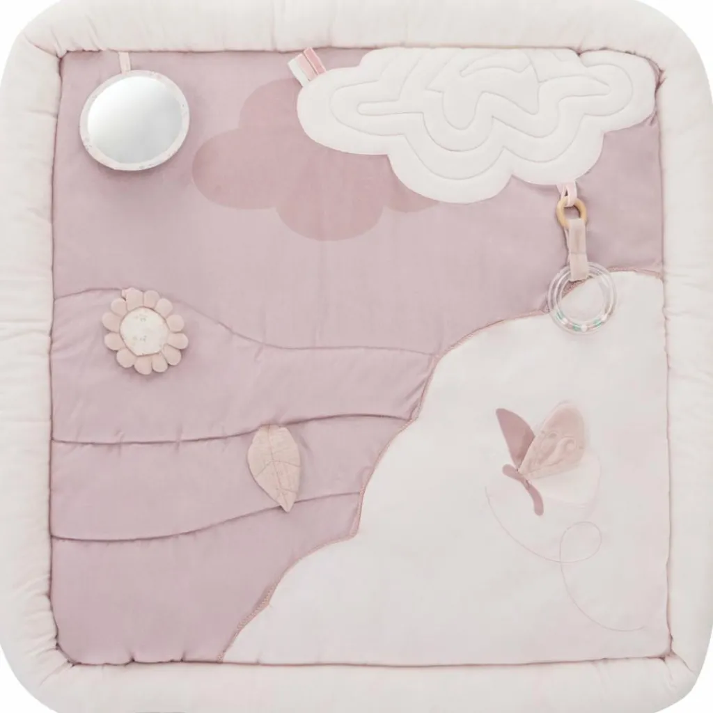 Tapis d'éveil ouatiné soft boa avec arche de jeux rose Tapis D'Éveil