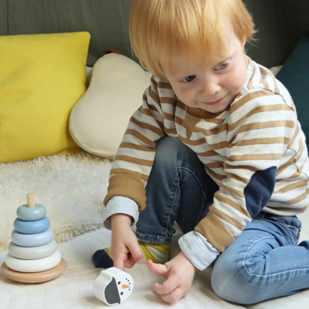 Discount Tour à empiler en bois Bonhomme de neige Jouet À Empiler