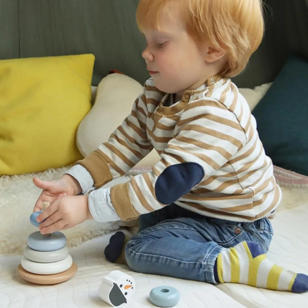Discount Tour à empiler en bois Bonhomme de neige Jouet À Empiler