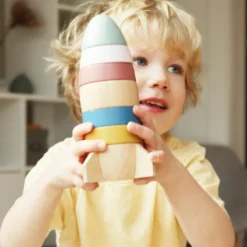 Hot Tour à empiler en bois Fusée Jouet À Empiler