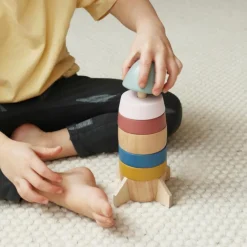 Hot Tour à empiler en bois Fusée Jouet À Empiler