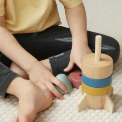 Hot Tour à empiler en bois Fusée Jouet À Empiler