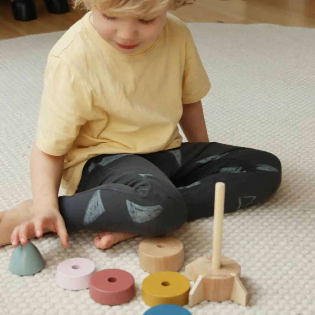 Hot Tour à empiler en bois Fusée Jouet À Empiler