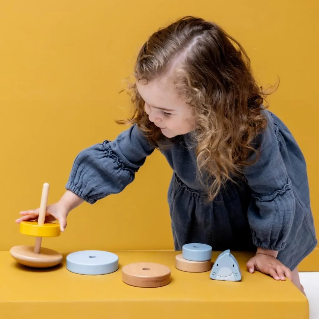 New Tour à empiler en bois Mr. Shark Jouet À Empiler