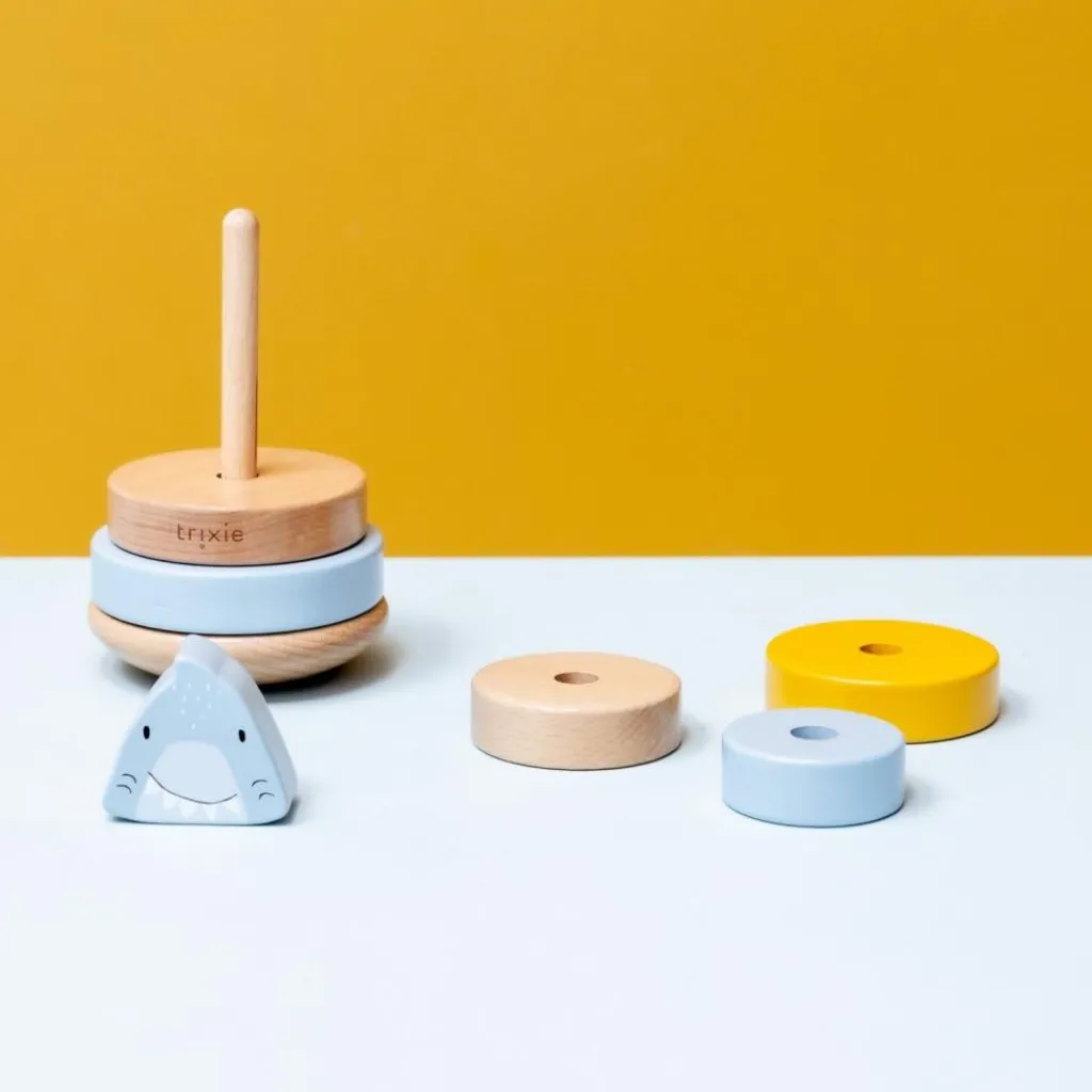 New Tour à empiler en bois Mr. Shark Jouet À Empiler