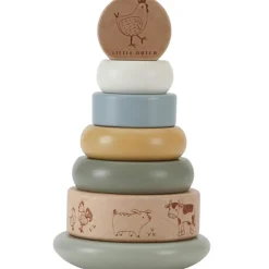 Hot Tour d'anneaux à empiler en bois Little Farm Jouet À Empiler