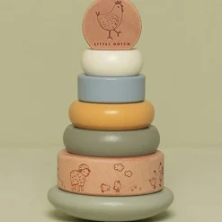 Hot Tour d'anneaux à empiler en bois Little Farm Jouet À Empiler