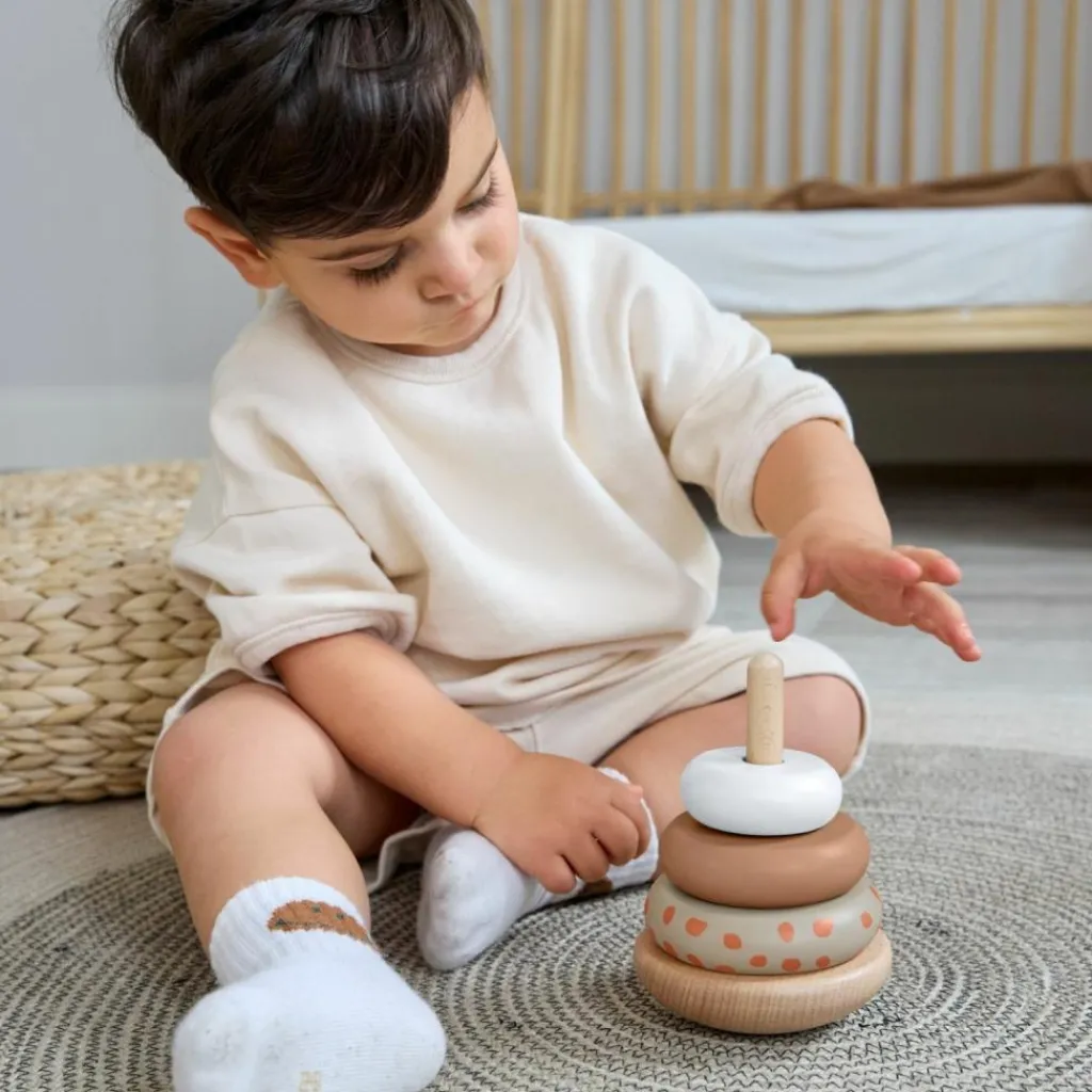 New Tour d'anneaux empilables en bois Little Mateys Jouet À Empiler