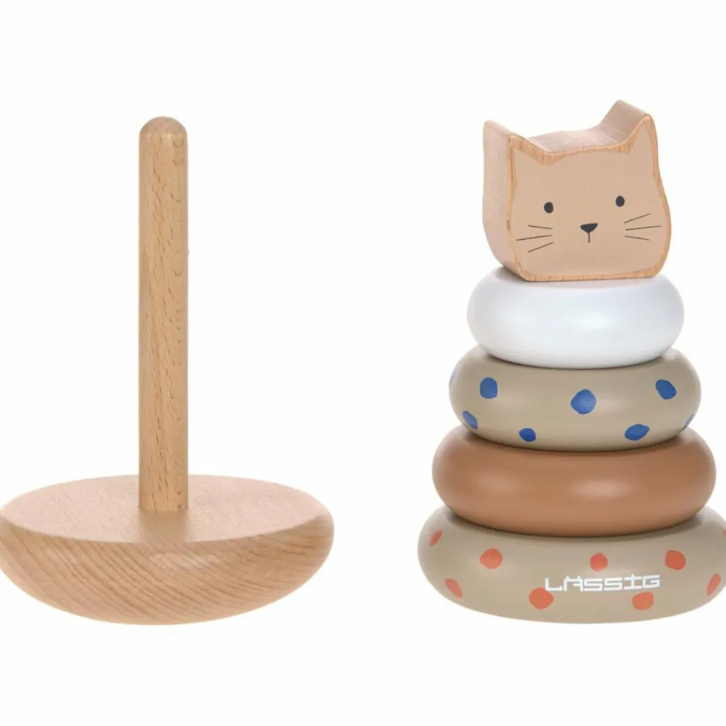 New Tour d'anneaux empilables en bois Little Mateys Jouet À Empiler