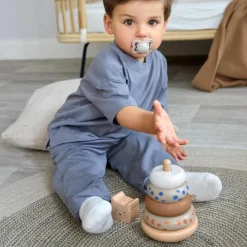 New Tour d'anneaux empilables en bois Little Mateys Jouet À Empiler