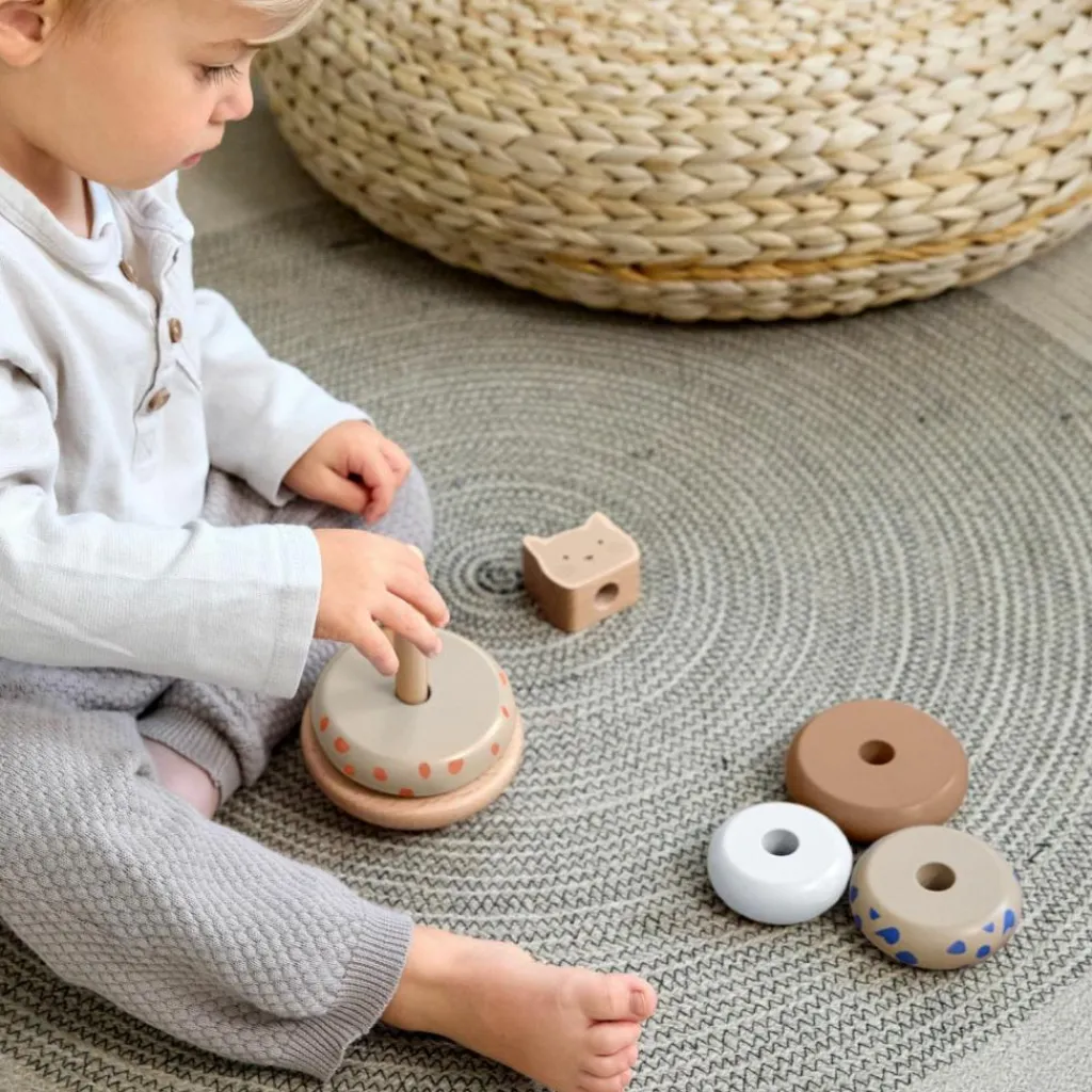 New Tour d'anneaux empilables en bois Little Mateys Jouet À Empiler