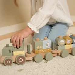 Discount Train à blocs en bois tracteur Little Farm Jeu De Construction