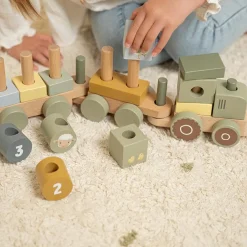 Discount Train à blocs en bois tracteur Little Farm Jeu De Construction