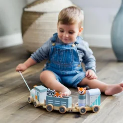 Sale Train en bois Les animaux du zoo Jouet À Empiler