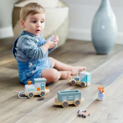 Sale Train en bois Les animaux du zoo Jouet À Empiler