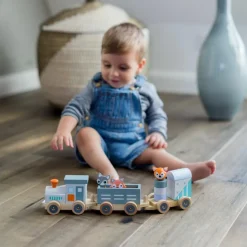 Sale Train en bois Les animaux du zoo Jouet À Empiler