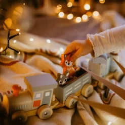 Sale Train en bois Les animaux du zoo Jouet À Empiler