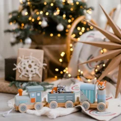 Sale Train en bois Les animaux du zoo Jouet À Empiler