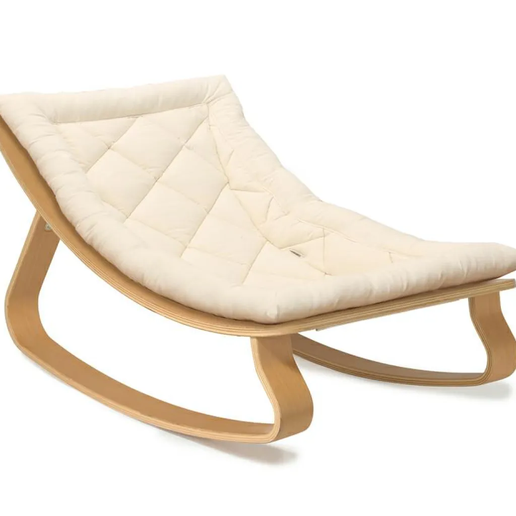 Hot Transat à balancement Levo organic milk en bois de hêtre Transat