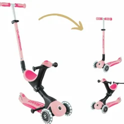 Trottinette Go up Deluxe Lights Pastel Rose Porteur Évolutif En Trottinette